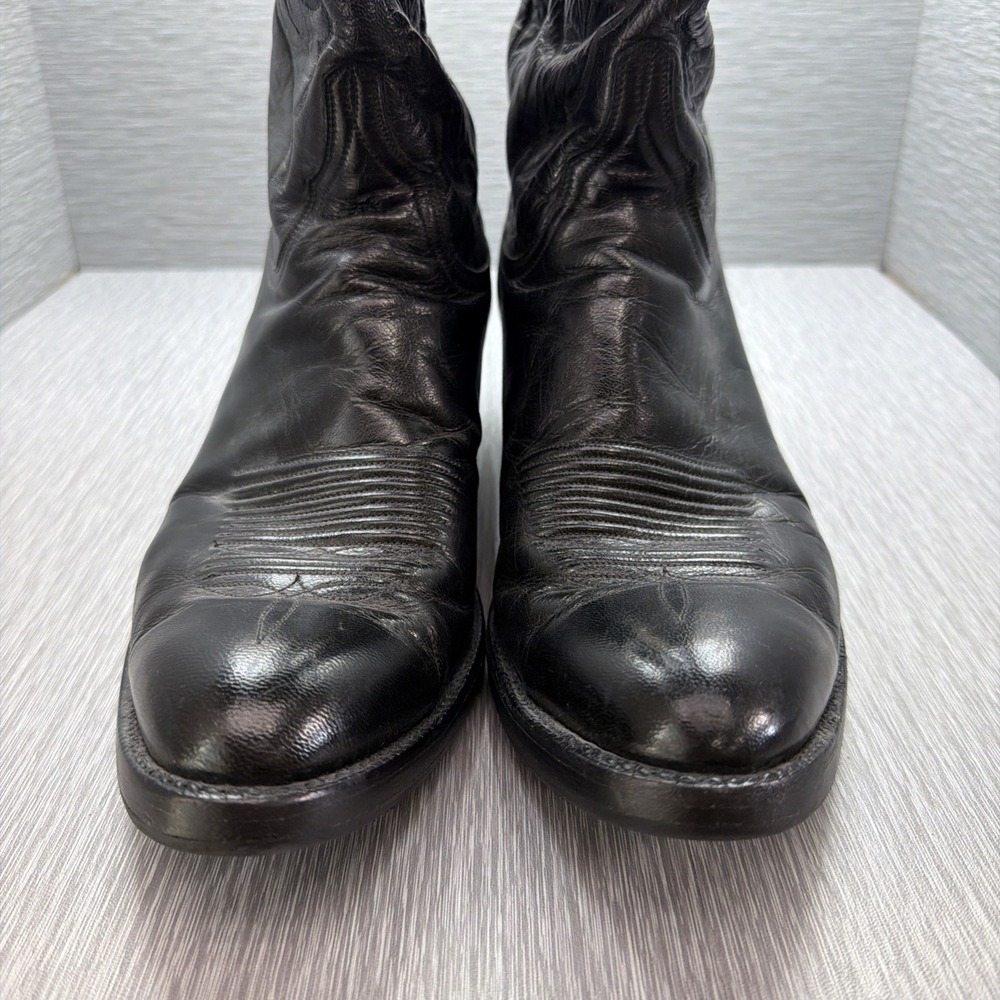 Lucchese Classics Men's Cowboy Boots Black Leather 9 D Handmade USA Vibram Sole